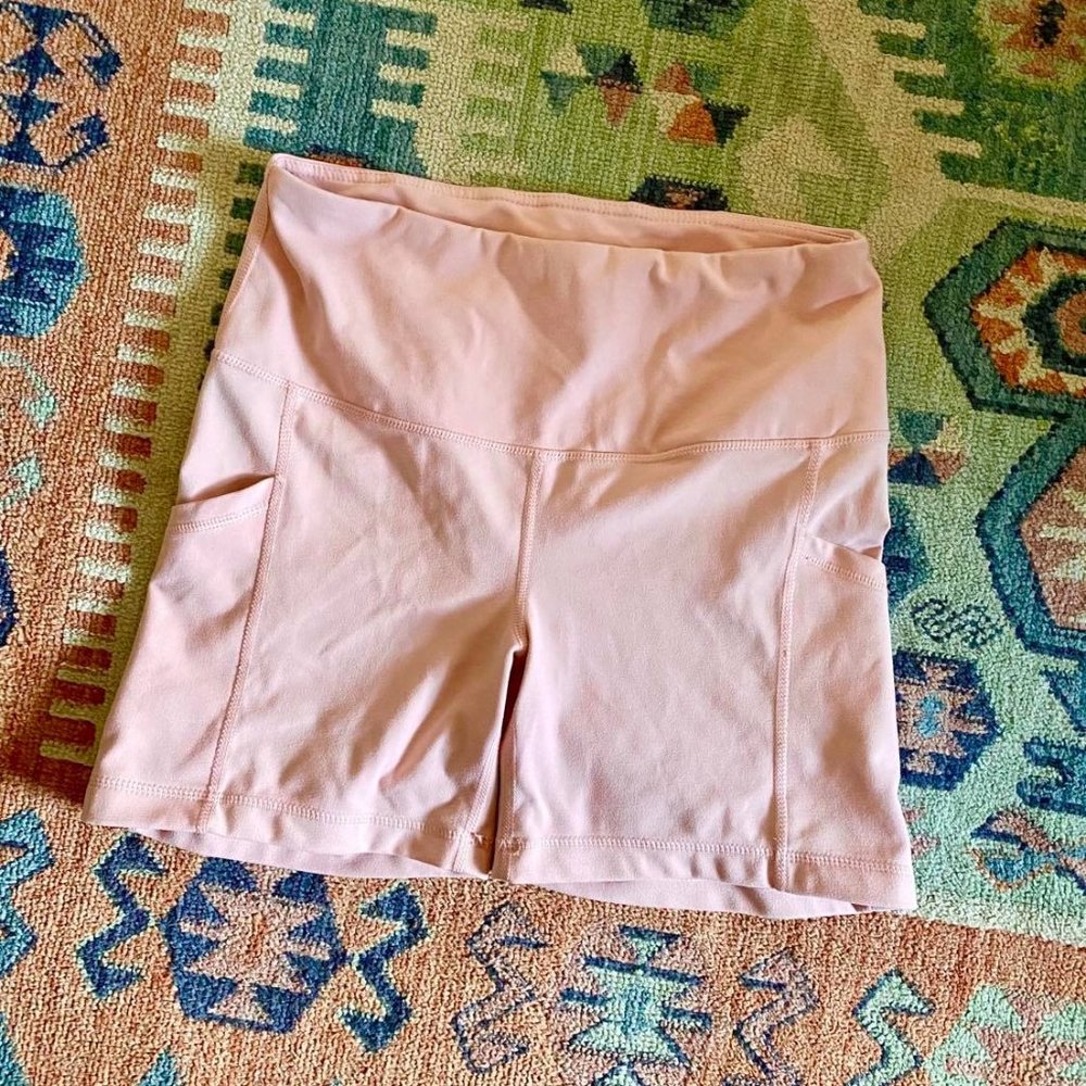 Pink High Waisted Exercise Shorts
